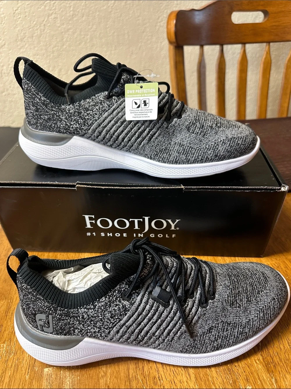 FootJoy Women’s Black and Gray Knit Golf Sneakers - Picture 1 of 3
